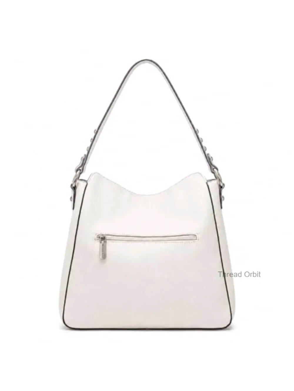 Studded Faux Leather Hobo Bag with Zip Closure, Detachable Crossbody Strap